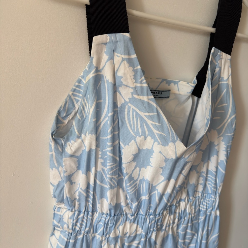 Prada Blue and White Floral Midi Dress - Picture 8 of 10